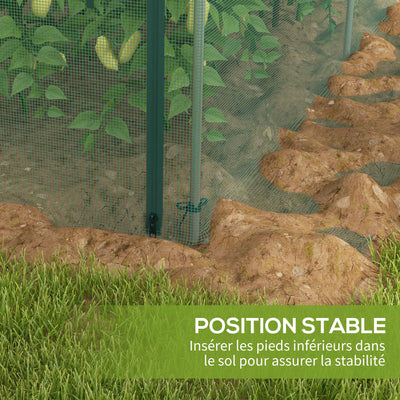 Serre de jardin serre à tomates filet protection porte zippée enroulable HDPE, dim. 125L x 373l x 62,5H cm