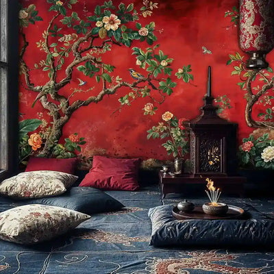 Chinoiserie Birds and Trees Wall Mural