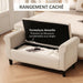Banc de rangement bout de lit avec accoudoirs, tissu effet velours rembourré et capitonné, 126 x 48,5 x 57 cm, beige Aosom