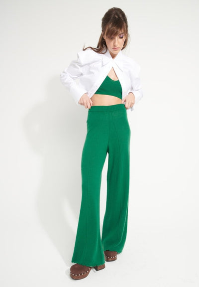 Pantalon femme en cachemire déjaugé vert émeraude - AVA 15