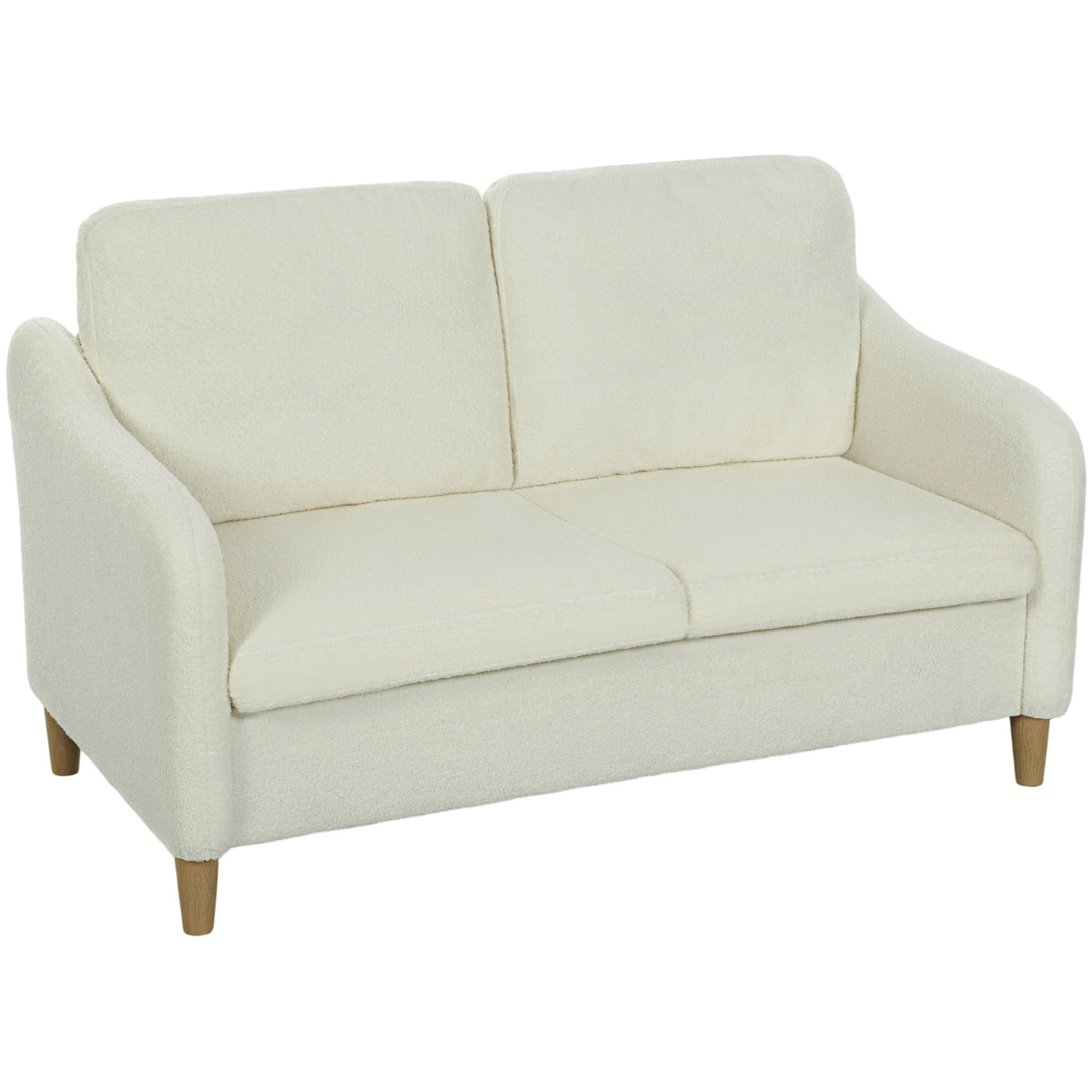 Canapé 2 places, canapé de salon en tissu bouclette avec coussins inclus, assise rembourrée, 137 x 69 x 82 cm, crème