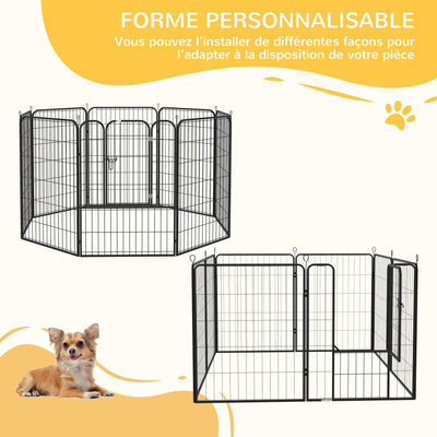 Luxe parc enclos modulable acier époxy porte verrouillable pour chiens, lapins, rongeurs, petits animaux, intérieur et extérieur 80 x 100 cm noir