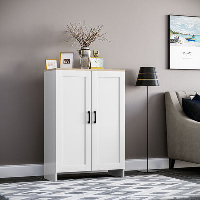 Buffet meuble cuisine rangement avec placard à portes et étagères réglables, 60 x 30 x 90 cm, blanc