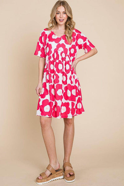 BOMBOM Flower Print Ruched Dress for Stylish Everyday Wear