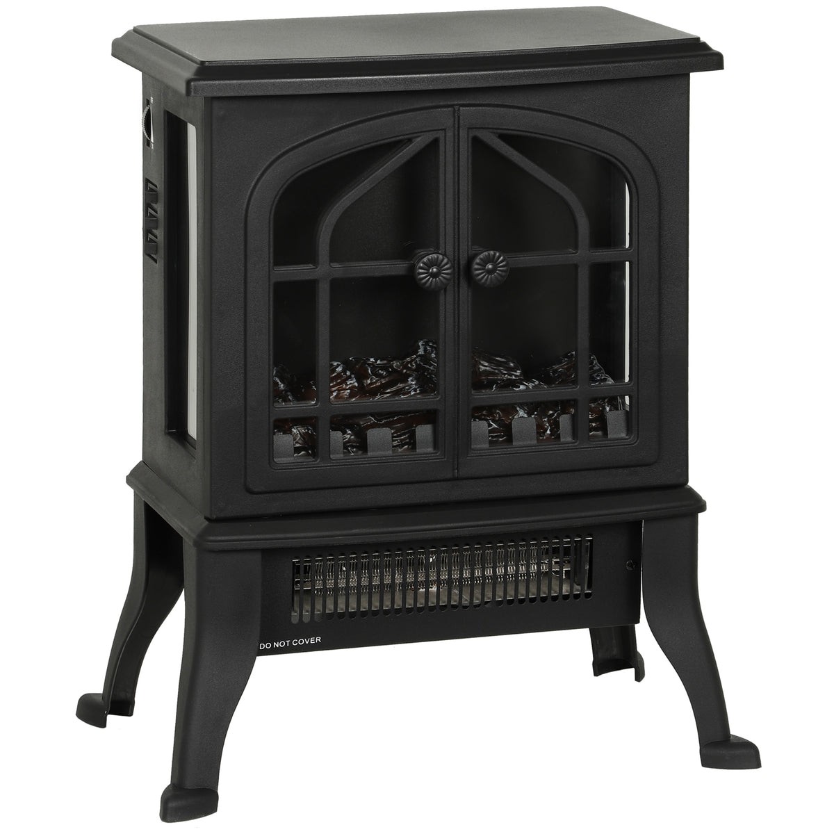 Cheminée électrique avec effet flamme 3D, 1800/900 W, fausse cheminée décorative, thermostat réglable, 39x24x48cm, noir
