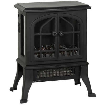 Cheminée électrique avec effet flamme 3D, 1800/900 W, fausse cheminée décorative, thermostat réglable, 39x24x48cm, noir