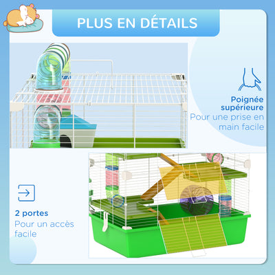 Grande cage pour hamsters cage pour rongeur 5 niveaux avec tunnels abreuvoir roue maisonnette échelles