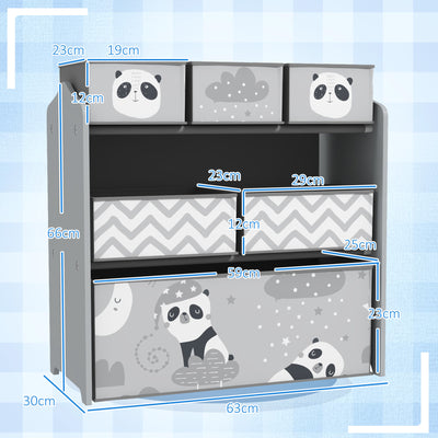 Meuble rangement enfant rangement jouet enfant 6 boîtes amovibles en tissu non tissé 63 x 30 x 66 cm gris