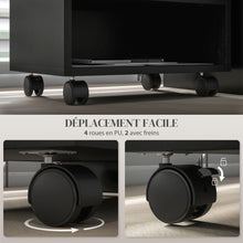 Support d'imprimante meuble de rangement bureau caisson 3 compartiments ouverts 40 x 30 x 36 cm noir