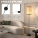 Lampadaire sur pied salon lampe salon sur pied avec abat-jour beige effet lin interrupteur à pied Ø 25 x 161,5 cm noir Aosom