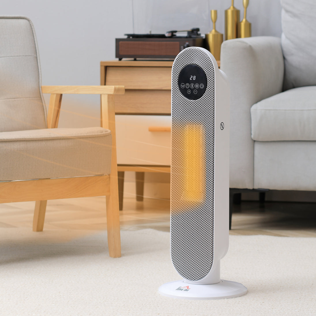 Chauffage d'appoint Radiateur soufflant Radiateur céramique oscillant 15-40°C avec Télécommande 1300/2000W, 21 x 21 x 63,5 cm Aosom