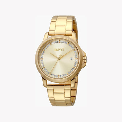 Esprit Women's Gold Stainless Steel Watch, Champagne Dial | Es1l203m0035