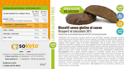 Biscotti gusto cacao KETO SENZA GLUTINE ricoperti cioccolato 0% zuccheri
