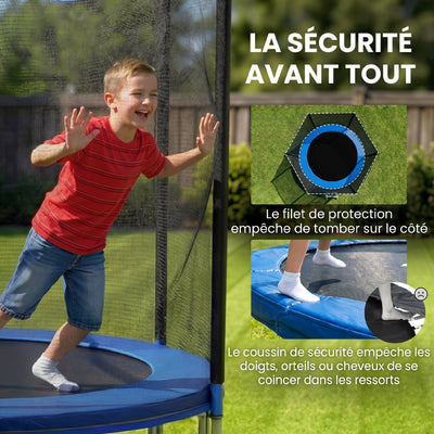 Trampoline d'extérieur avec filet de sécurité Ø180 cm pour enfants et adultes