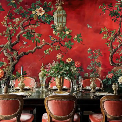 Chinoiserie Birds and Trees Wall Mural