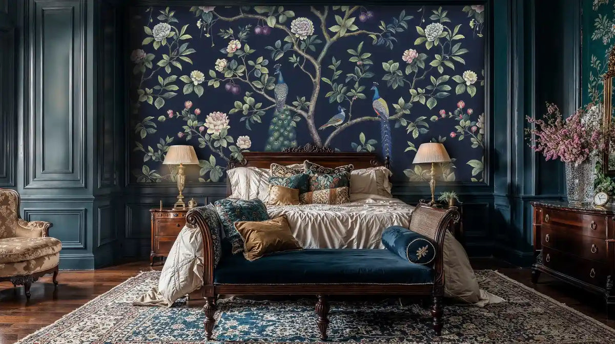Peacock Garden Botanical Wall Mural