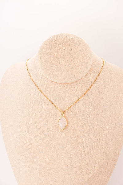 Pendentif | Amande en Quartz rose