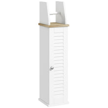 Meuble de salle de bain support papier toilette avec placard et étagère réglable 18 x 20 x 80 cm blanc