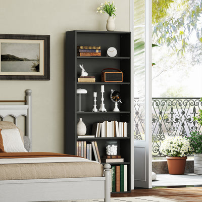 Bibliothèque étagère de rangement 6 niveaux avec étagères réglables pour salon, chambre, bureau, 60x24x158,5cm, noir