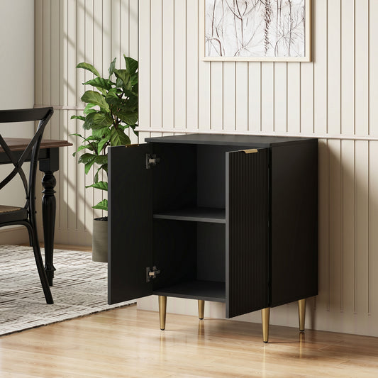 Buffet Cuisine, Meuble de Rangement avec 2 Portes, Étagère Réglable, Pieds Métalliques Surélevés, 60 x 40 x 80 cm, Noir