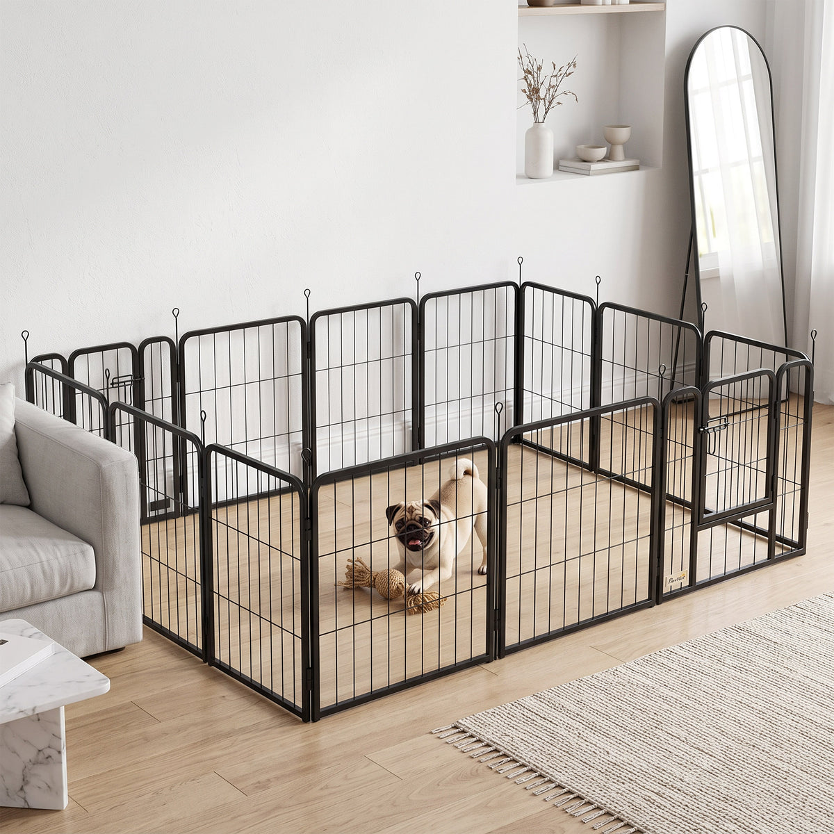 Parc pour chien, parc pour animaux, 16 panneaux, clôture portable pliable, sécurisé, noir