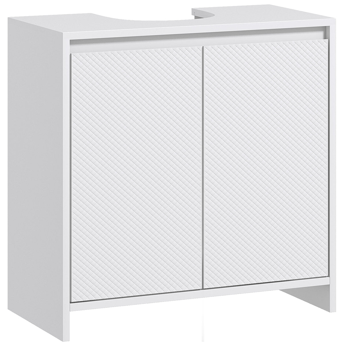 Meuble sous vasque 2 portes avec étagère réglable armoire de rangement pour lavabo 60l x 30P x 60H cm blanc