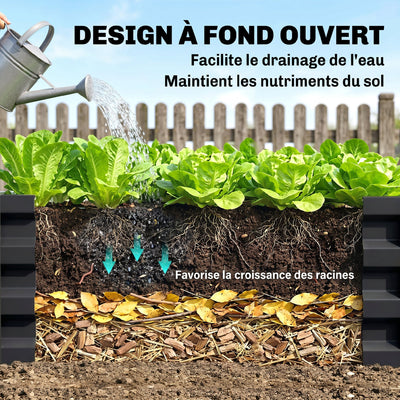 Carré potager de jardin acier galvanisée 120 x 120 x 30 cm gris