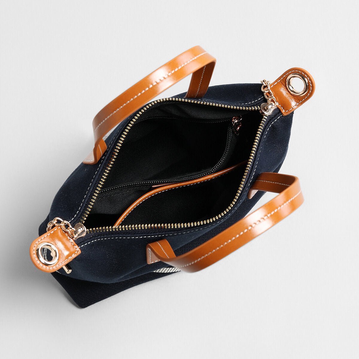 Canvas Leather Trim Mini Tote – Convertible Crossbody Bag Cilela
