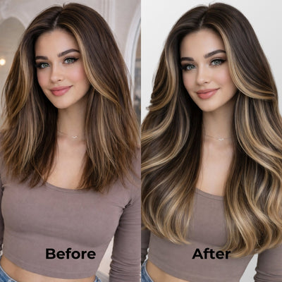 Caramel Blonde Balayage (1A/1A+3Q+9C) Classic Clip-In Hair Extensions (120g-140g)