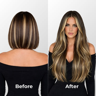 Caramel Blonde Balayage (1A/1A+3Q+9C) Full Clip-In Hair Extensions (180g-220g)