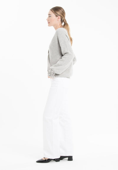 Cardigan col V femme en cachemire & laine gris- KELLY 28