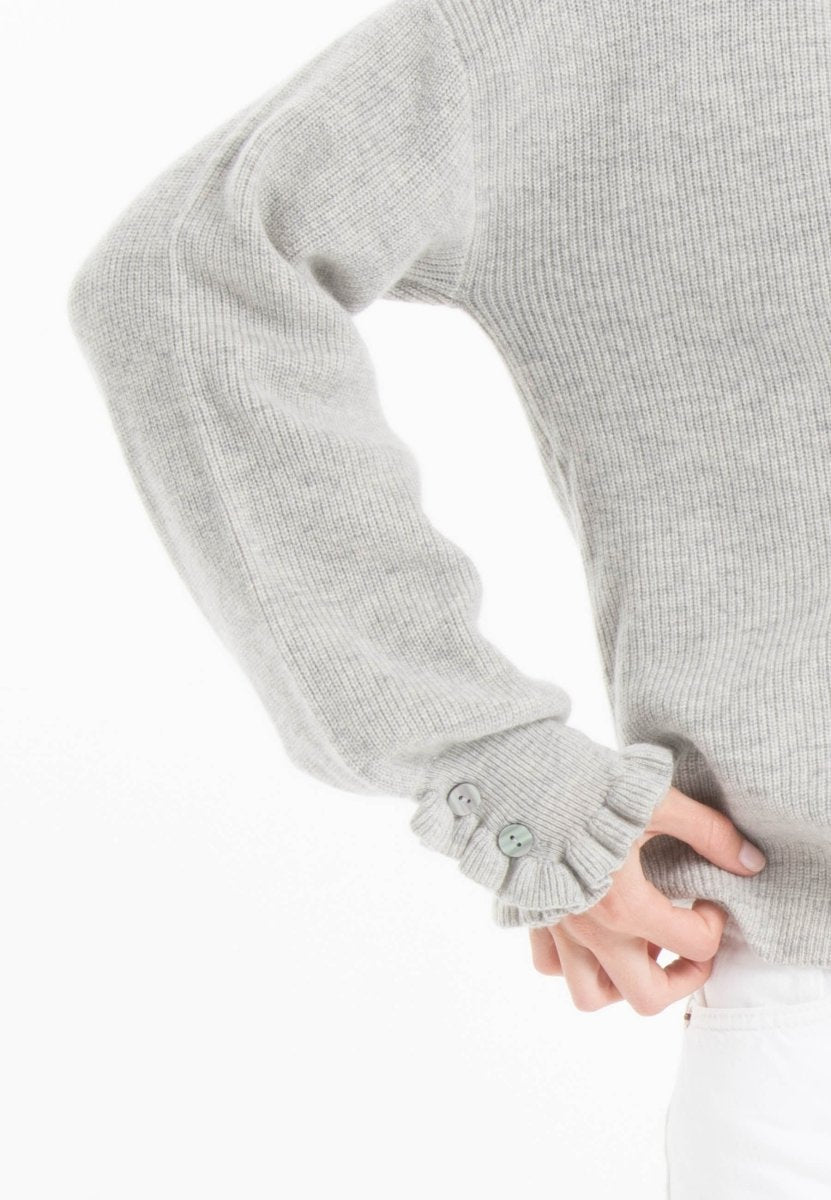 Cardigan col V femme en cachemire & laine gris- KELLY 28