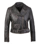 Carla Womens Distressed Short Biker Leather Jacket - Black, 2XL