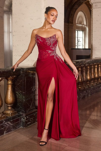 Stunning Sheath Special Occasion Gown w/ Elegant Side Drape & Beaded Corset Bodice CDCD689