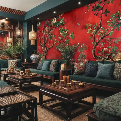Chinoiserie Birds and Trees Wall Mural