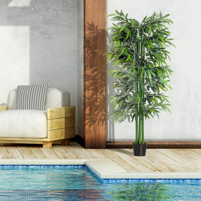 Bambou Artificiel XXL 1,80H m arbre artificiel Feuilles denses réalistes Pot Inclus Noir Vert