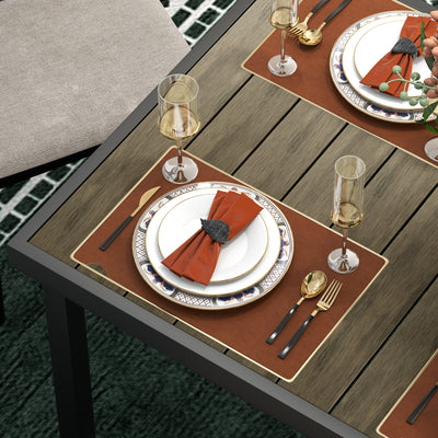 Table de jardin rectangulaire pour 8 personnes en aluminium table de salle à manger extétieur plateau PE à lattes
