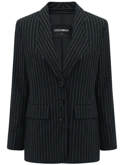 Classic Black Pinstripe Tailored Blazer