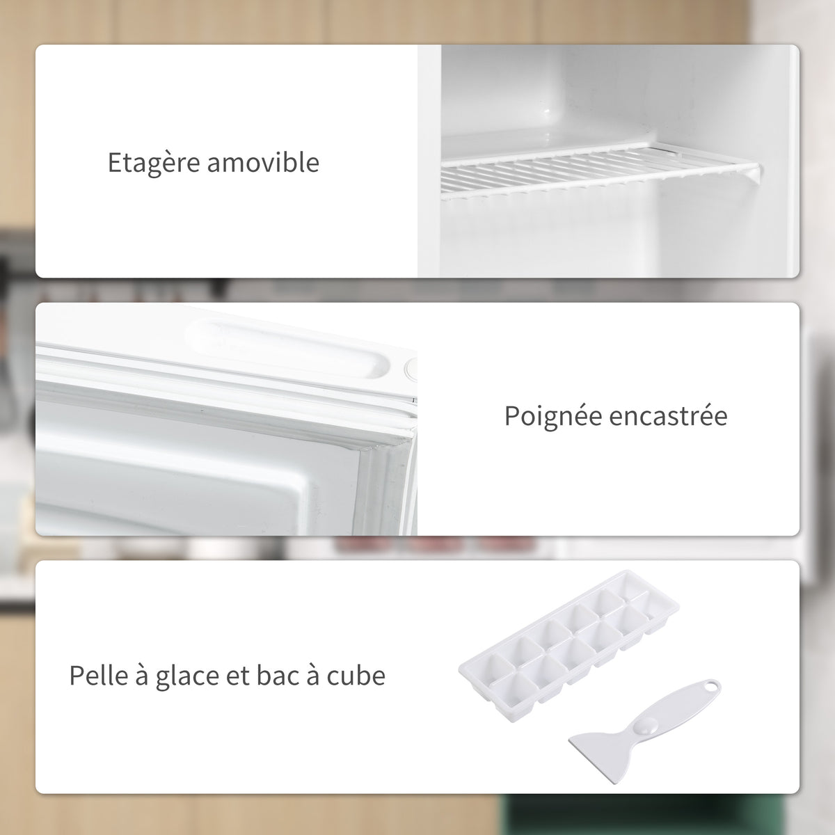 Mini congélateur Température Réglable de -14 à -24°C Compact 35L - étagère Amovible - Porte réversible Classe E Blanc