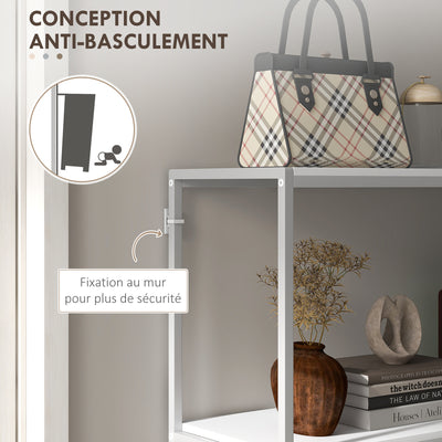 Table console en acier 2 étagères design moderne pour salon entrée couloir 100 x 30 x 87 cm blanc