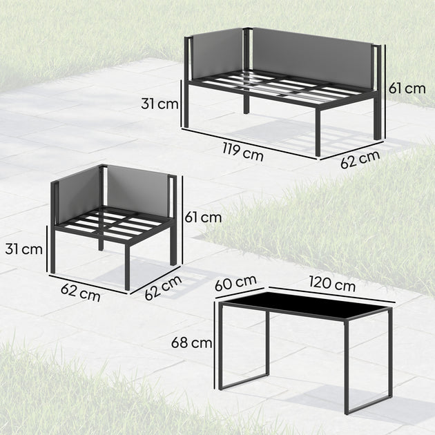 Salon de Jardin Canapé d'Angle Extérieur 6 Pièces Coussins 10cm Table Haute et 2 Repose-pieds Gris Aosom