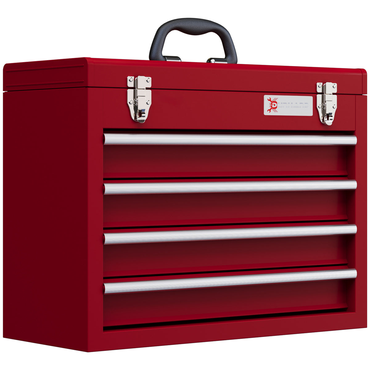 Boite à outils métallique coffret à outils caisse à outils 4 tiroirs + plateau tôle acier 51 x 22 x 39,5 cm rouge