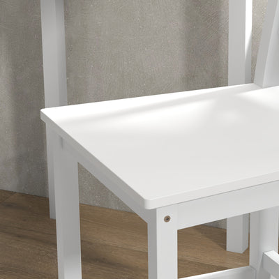 Lot de 2 chaises hautes, chaises de bar style campagne chic en bois hauteur 60 cm avec repose-pieds, blanc