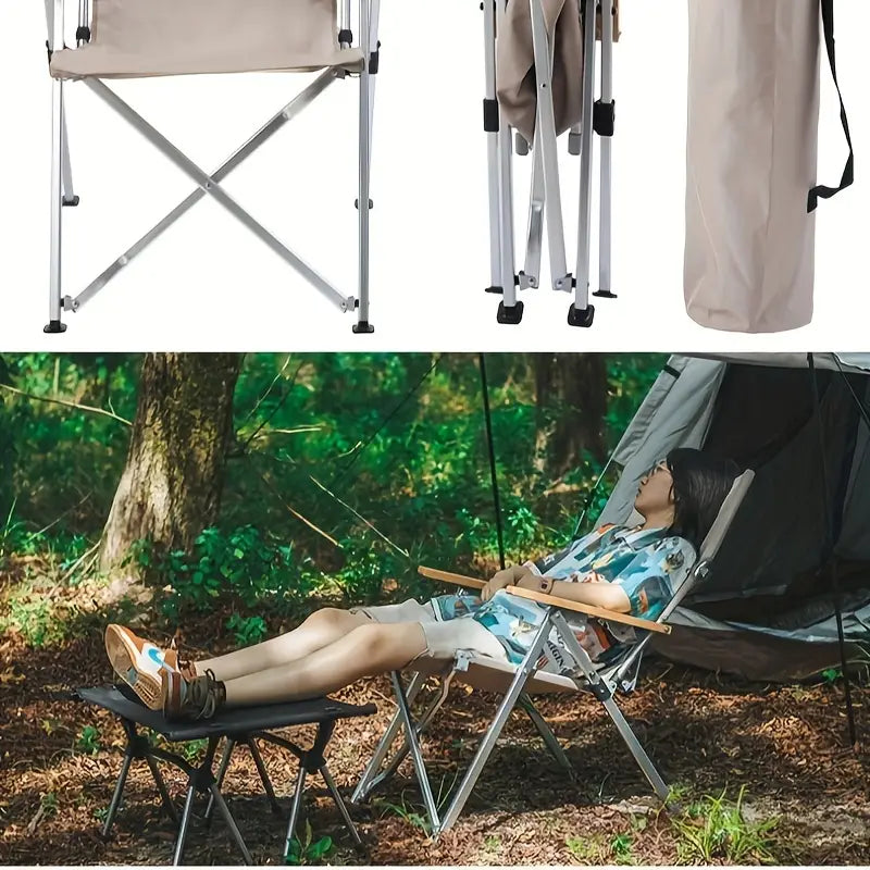 Foldable Outdoor Chair - Khaki, Four Adjustable Positions CAN