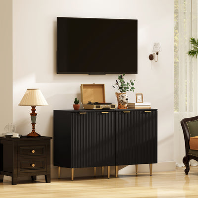 Buffet Cuisine, Meuble de Rangement avec 2 Portes, Étagère Réglable, Pieds Métalliques Surélevés, 60 x 40 x 80 cm, Noir