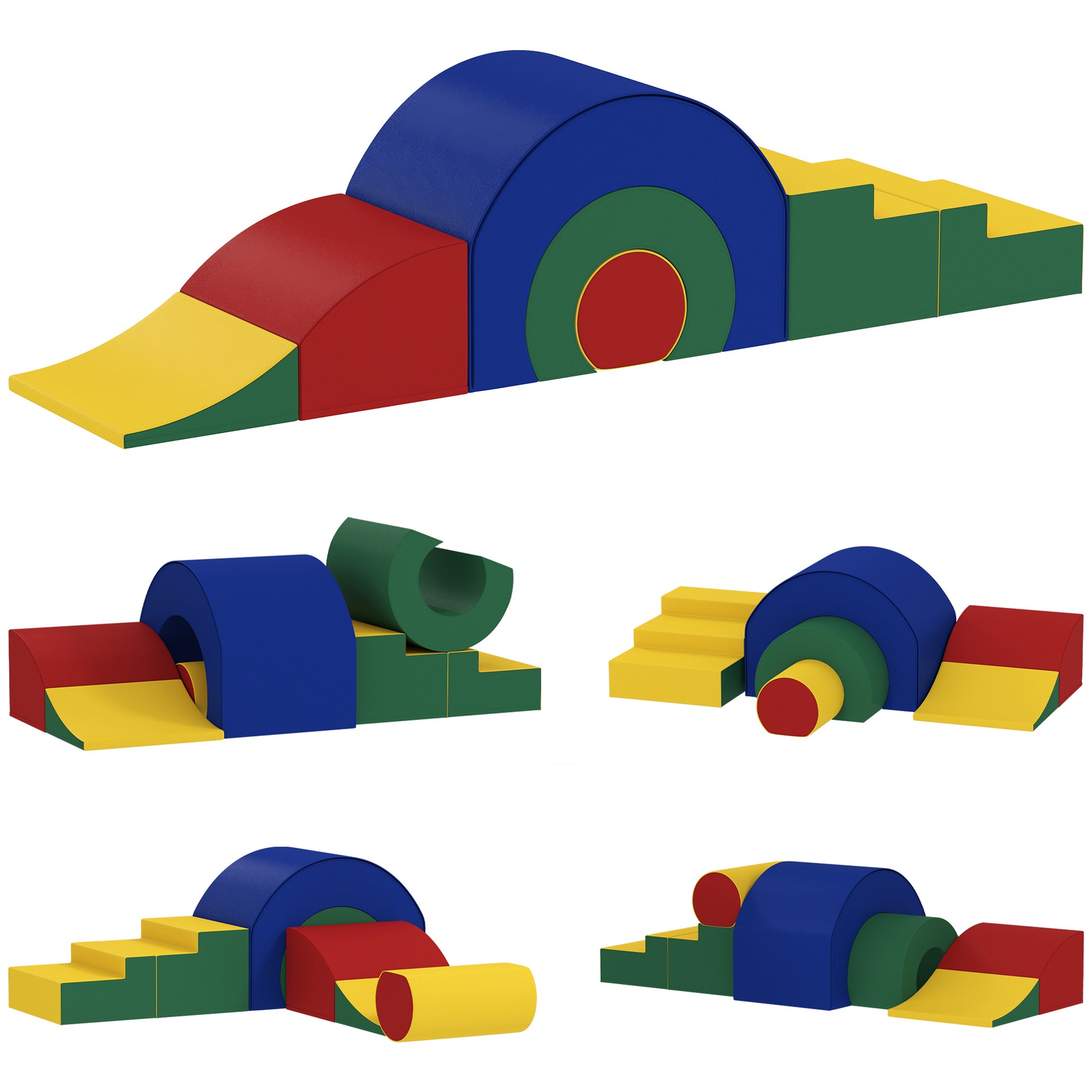 Parcours motricité enfants jouets d'escalade modulable 5 briques géantes en mousse 181 x 39 x 44 cm multicolore