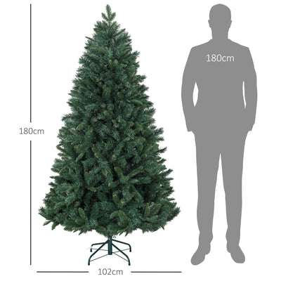 Sapin de Noël Artificiel 180 cm Arbre de Noël avec support en acier pliable, 1061 branches, décoration de Noël, vert