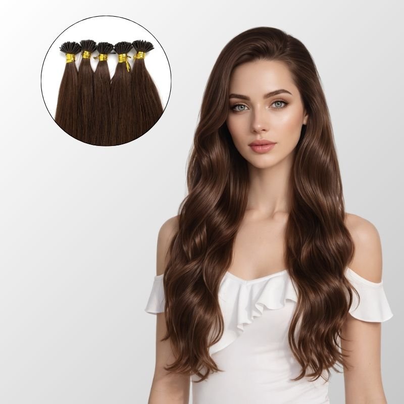 Dark Brown (2) I-Tip Hair Extensions (50g-100g)