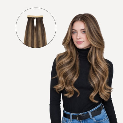 Dark Brown Balayage (2/2+6) Tape-In Hair Extensions (50g - 100g)