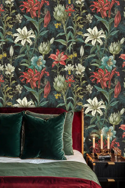 Midnight Botanical Wildflower Wallpaper